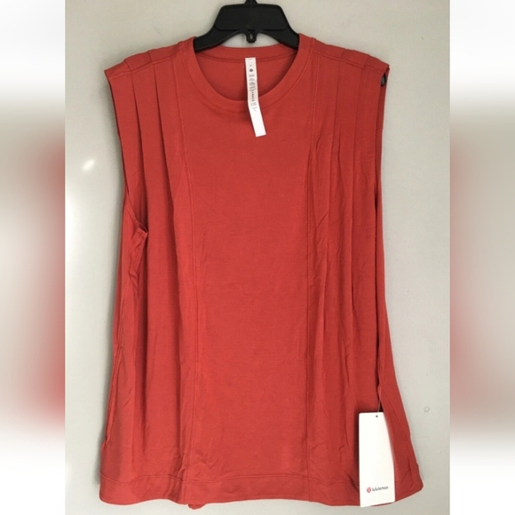 Lululemon Modal Pleated Sleeveless Sz 8 Tank Top Terracotte Nwt - Picture 2 of 10